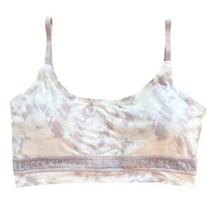 Lucky Brand Purple and Cream Sports Bra with Adjustable Straps Size Large